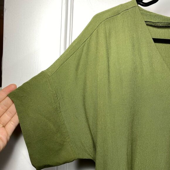 MADEWELL Novel V-neck Short Sleeve Mini Shift Dress Desert Olive Green Size XS - Picture 6 of 11
